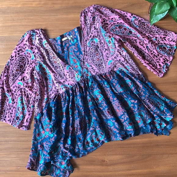 Floreat Anthropologie Valo Burnout Silk Blend Blouse Size Small - Picture 3 of 6